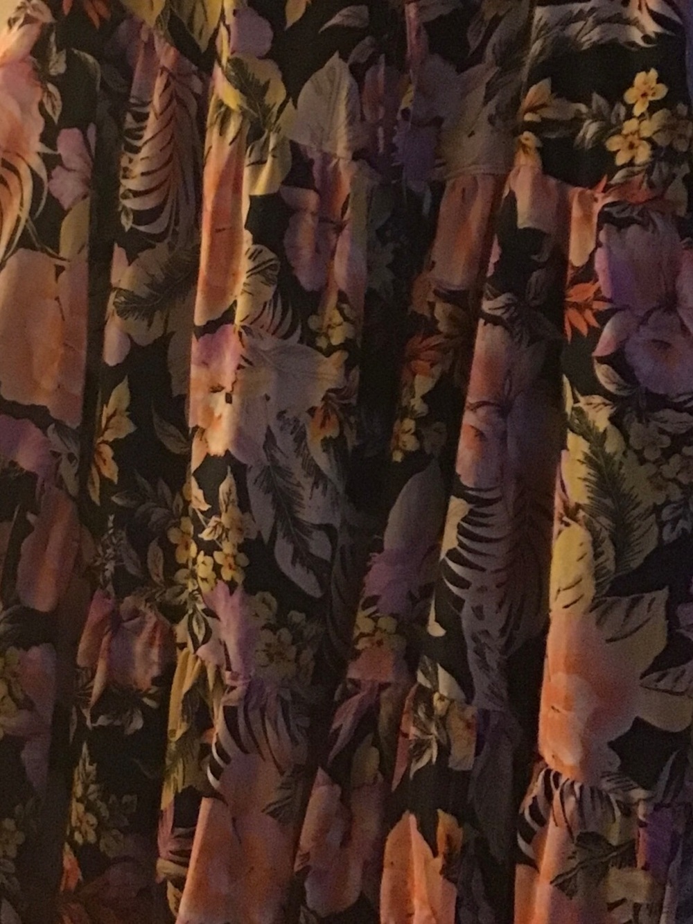 Women's Circle Skirt with Black Base and Pastel Floral Print